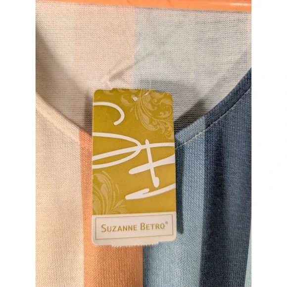 Suzanne Betro, Stripes, Pockets, Casual, Short Sleeve‎ XL NEW - Picture 5 of 8